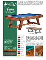 Brooks Billiards - Legacy Billiards Pool Table - Barren - Outdoor Spec Sheet